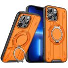 For iPhone 13 Pro Rotating Ring Holder Magnetic MagSafe Phone Case(Orange) - 1