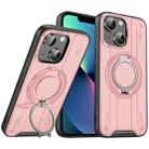 For iPhone 13 Rotating Ring Holder Magnetic MagSafe Phone Case(Pink) - 1