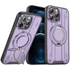 For iPhone 12 Pro Max Rotating Ring Holder Magnetic MagSafe Phone Case(Purple) - 1
