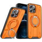 For iPhone 12 Pro Max Rotating Ring Holder Magnetic MagSafe Phone Case(Orange) - 1