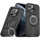 For iPhone 11 Pro Max Rotating Ring Holder Magnetic MagSafe Phone Case(Black) - 1