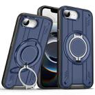 For iPhone 16e Rotating Ring Holder Magnetic MagSafe Phone Case(Blue) - 1