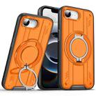 For iPhone 16e Rotating Ring Holder Magnetic MagSafe Phone Case(Orange) - 1