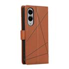 For Samsung Galaxy S25 Edge 5G PU Genuine Leather Texture Embossed Line Phone Case(Brown) - 3