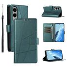 For Samsung Galaxy S25 Edge 5G PU Genuine Leather Texture Embossed Line Phone Case(Green) - 1