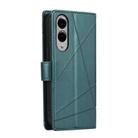 For Samsung Galaxy S25 Edge 5G PU Genuine Leather Texture Embossed Line Phone Case(Green) - 3