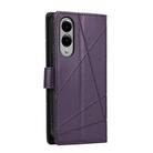 For Samsung Galaxy S25 Edge 5G PU Genuine Leather Texture Embossed Line Phone Case(Purple) - 3