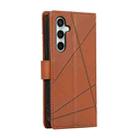 For Samsung Galaxy S25 FE 5G PU Genuine Leather Texture Embossed Line Phone Case(Brown) - 3