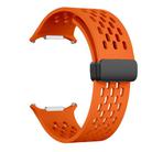 For Samsung Galaxy Watch Ultra 47mm Kalebol Mesh Magnetic Silicone Watch Strap(Orange) - 3