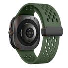 For Samsung Galaxy Watch Ultra 47mm Kalebol Mesh Magnetic Silicone Watch Strap(Field Green) - 2