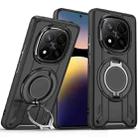 For Redmi Note 14 Pro 4G Rotating Ring Holder Magnetic MagSafe Phone Case(Black) - 1