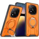 For Redmi Note 14 Pro 4G Rotating Ring Holder Magnetic MagSafe Phone Case(Orange) - 1