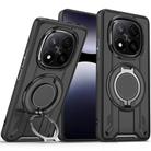 For Redmi Note 14 Pro 5G Rotating Ring Holder Magnetic MagSafe Phone Case(Black) - 1