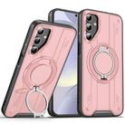 For Samsung Galaxy S25+ / S24+ 5G Rotating Ring Holder Magnetic MagSafe Phone Case(Pink) - 1