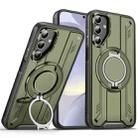 For Samsung Galaxy S25+ / S24+ 5G Rotating Ring Holder Magnetic MagSafe Phone Case(Green) - 1