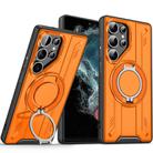 For Samsung Galaxy S22 Ultra 5G Rotating Ring Holder Magnetic MagSafe Phone Case(Orange) - 1