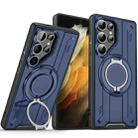For Samsung Galaxy S21 Ultra 5G Rotating Ring Holder Magnetic MagSafe Phone Case(Blue) - 1