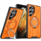 For Samsung Galaxy S21 Ultra 5G Rotating Ring Holder Magnetic MagSafe Phone Case(Orange) - 1
