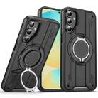 For Samsung Galaxy S24 FE 5G Rotating Ring Holder Magnetic MagSafe Phone Case(Black) - 1