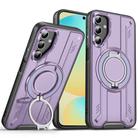 For Samsung Galaxy S24 FE 5G Rotating Ring Holder Magnetic MagSafe Phone Case(Purple) - 1