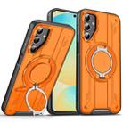 For Samsung Galaxy S24 FE 5G Rotating Ring Holder Magnetic MagSafe Phone Case(Orange) - 1