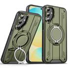 For Samsung Galaxy S24 FE 5G Rotating Ring Holder Magnetic MagSafe Phone Case(Green) - 1