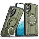 For Samsung Galaxy S22 5G Rotating Ring Holder Magnetic MagSafe Phone Case(Green) - 1