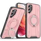 For Samsung Galaxy S21 5G Rotating Ring Holder Magnetic MagSafe Phone Case(Pink) - 1