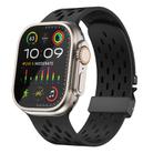 For Apple Watch 46mm / 49mm / 45mm / 44mm Kalebol Mesh Umbrella Buckle Silicone Watch Strap(Black) - 1