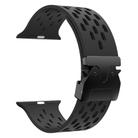 For Apple Watch 46mm / 49mm / 45mm / 44mm Kalebol Mesh Umbrella Buckle Silicone Watch Strap(Black) - 3