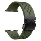 For Apple Watch 46mm / 49mm / 45mm / 44mm Kalebol Mesh Umbrella Buckle Silicone Watch Strap(Army Green) - 3