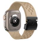 For Apple Watch 42mm / 41mm / 40mm / 38mm Kalebol Mesh Umbrella Buckle Silicone Watch Strap(Milk Tea) - 2