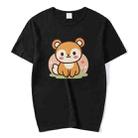 Squirrel Printed Round Neck Modal Short Sleeve T-shirt Print On Your Demand, Size:S(Black) - 1