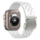 For Apple Watch 46mm / 49mm / 45mm / 44mm Kalebol Mesh Silver Umbrella Buckle Silicone Strap(White) - 2