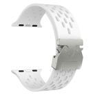 For Apple Watch 46mm / 49mm / 45mm / 44mm Kalebol Mesh Silver Umbrella Buckle Silicone Strap(White) - 3