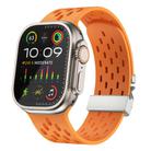 For Apple Watch 46mm / 49mm / 45mm / 44mm Kalebol Mesh Silver Umbrella Buckle Silicone Strap(Orange) - 1