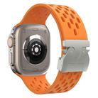 For Apple Watch 46mm / 49mm / 45mm / 44mm Kalebol Mesh Silver Umbrella Buckle Silicone Strap(Orange) - 2