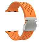 For Apple Watch 46mm / 49mm / 45mm / 44mm Kalebol Mesh Silver Umbrella Buckle Silicone Strap(Orange) - 3
