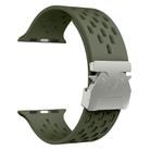 For Apple Watch 46mm / 49mm / 45mm / 44mm Kalebol Mesh Silver Umbrella Buckle Silicone Strap(Army Green) - 3