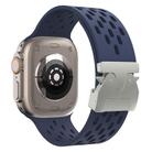 For Apple Watch 46mm / 49mm / 45mm / 44mm Kalebol Mesh Silver Umbrella Buckle Silicone Strap(Midnight Blue) - 2