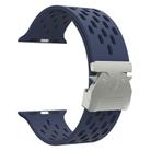 For Apple Watch 46mm / 49mm / 45mm / 44mm Kalebol Mesh Silver Umbrella Buckle Silicone Strap(Midnight Blue) - 3