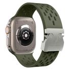 For Apple Watch 42mm / 41mm / 40mm / 38mm Kalebol Mesh Silver Umbrella Buckle Silicone Strap(Army Green) - 2