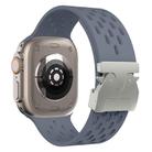 For Apple Watch 42mm / 41mm / 40mm / 38mm Kalebol Mesh Silver Umbrella Buckle Silicone Strap(Blue Grey) - 2