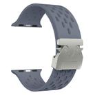 For Apple Watch 42mm / 41mm / 40mm / 38mm Kalebol Mesh Silver Umbrella Buckle Silicone Strap(Blue Grey) - 3