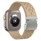 For Apple Watch 42mm / 41mm / 40mm / 38mm Kalebol Mesh Silver Umbrella Buckle Silicone Strap(Milk Tea) - 2