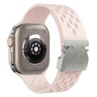 For Apple Watch 42mm / 41mm / 40mm / 38mm Kalebol Mesh Silver Umbrella Buckle Silicone Strap(Sand Pink) - 2