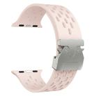 For Apple Watch 42mm / 41mm / 40mm / 38mm Kalebol Mesh Silver Umbrella Buckle Silicone Strap(Sand Pink) - 3