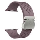 For Apple Watch 42mm / 41mm / 40mm / 38mm Kalebol Mesh Silver Umbrella Buckle Silicone Strap(Smoky Purple) - 3