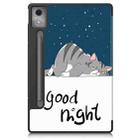 For Lenovo Idea Tab Pro Custer Painted 3-Fold Holder Leather Smart Tablet Case(Lazy Cat) - 3