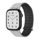 For Apple Watch 46mm / 49mm / 45mm / 44mm Kalebol Magnetic Silicone Watch Strap(Light Grey Black) - 1